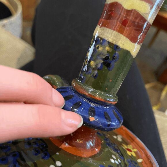 Hand-Painted Folk Art Pottery Candle Holder – Boho Cottagecore Studio Ceramic - Picture 10 of 10